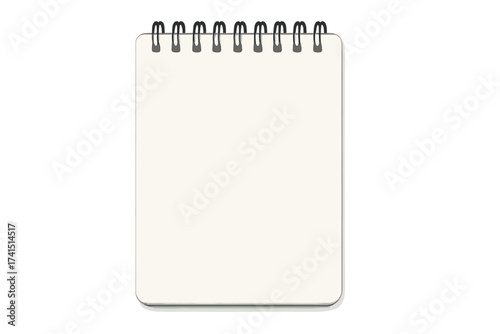 Realistic blank spiral notepad notebook isolated on white background. Vector illustration with transparent background, stationery, office supply, writing pad, sketchbook concept.