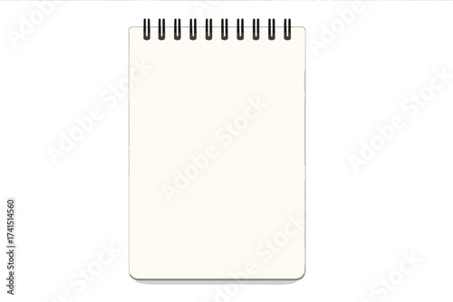 Realistic blank spiral notepad notebook isolated on white background, vector illustration of empty sketchbook, office school stationery, writable surface, creativity tool