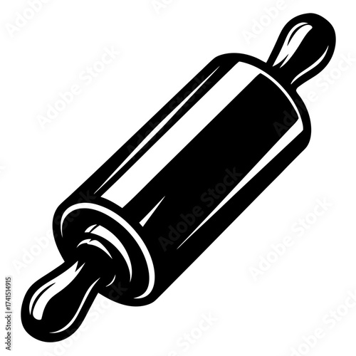 Monochrome rolling pin illustration ideal for baking, cooking, and pastry themes