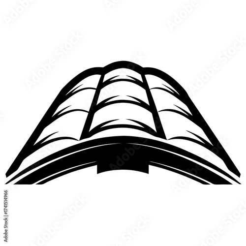Abstract black and white vector illustration of a unique architectural structure