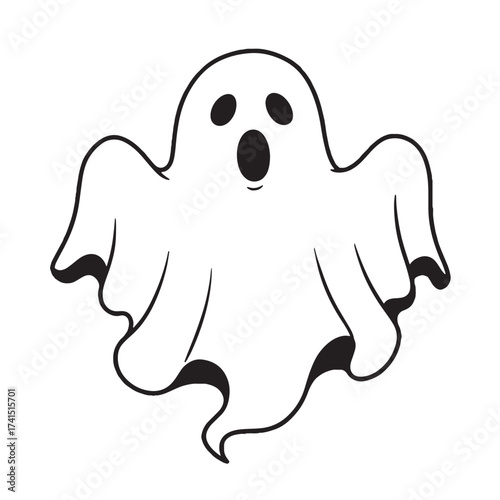 Simple cartoon ghost with open mouth and large eyes