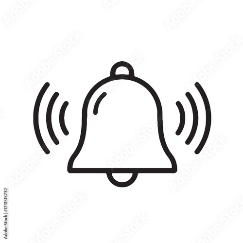 Simple outline illustration of a ringing bell with sound waves
