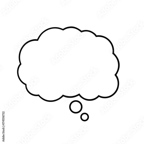 Vector illustration Black outline thought bubble and small circles on white background