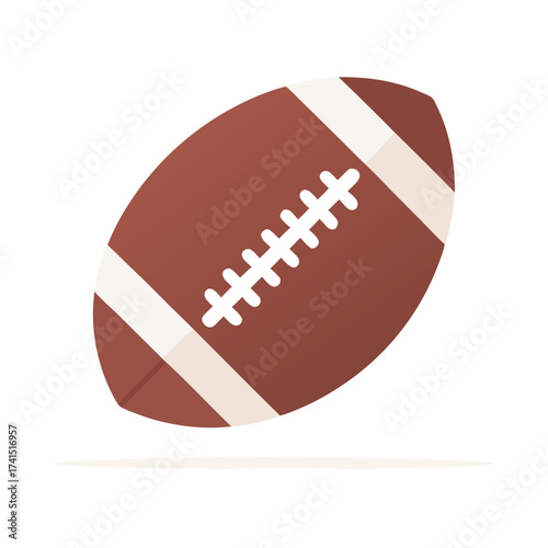 Vector illustration Brown American football with white laces and stripes sport game