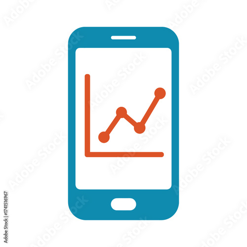 Smartphone graph symbol for finance business performance analysis clean vector illustration design