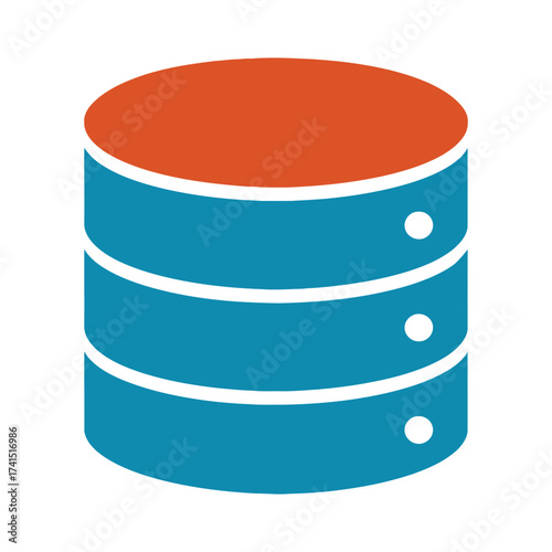 Database storage icon symbol for technology server data management cloud computing clean vector illustration design