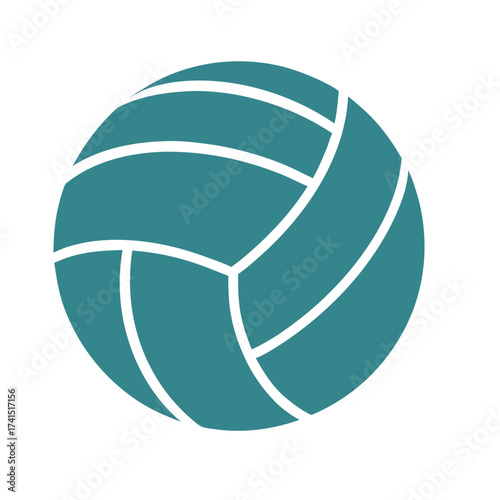 Vector illustration Teal and white volleyball graphic on white background sport game