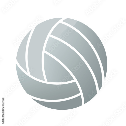 Vector illustration Gray volleyball graphic with white lines on white background