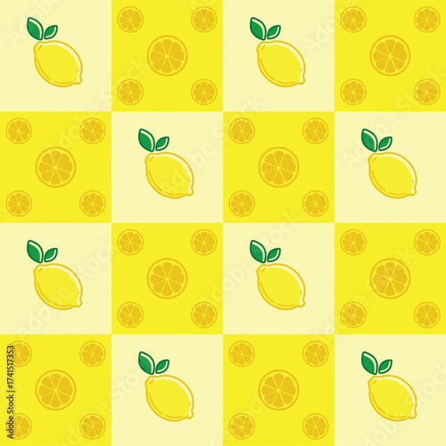 Seamless Lemon Pattern with Citrus Slices Vector Illustration