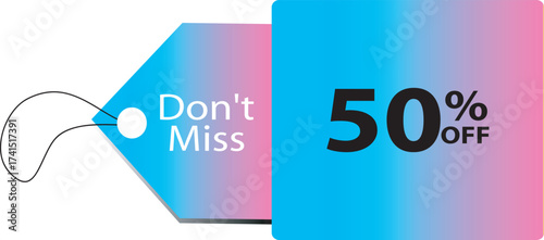 Don't Miss 50% Off Hang Tag - Gradient Blue to Pink Design