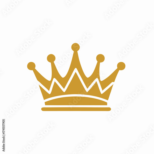 Vector illustration Golden crown icon with pointed peaks and rounded jewels royal