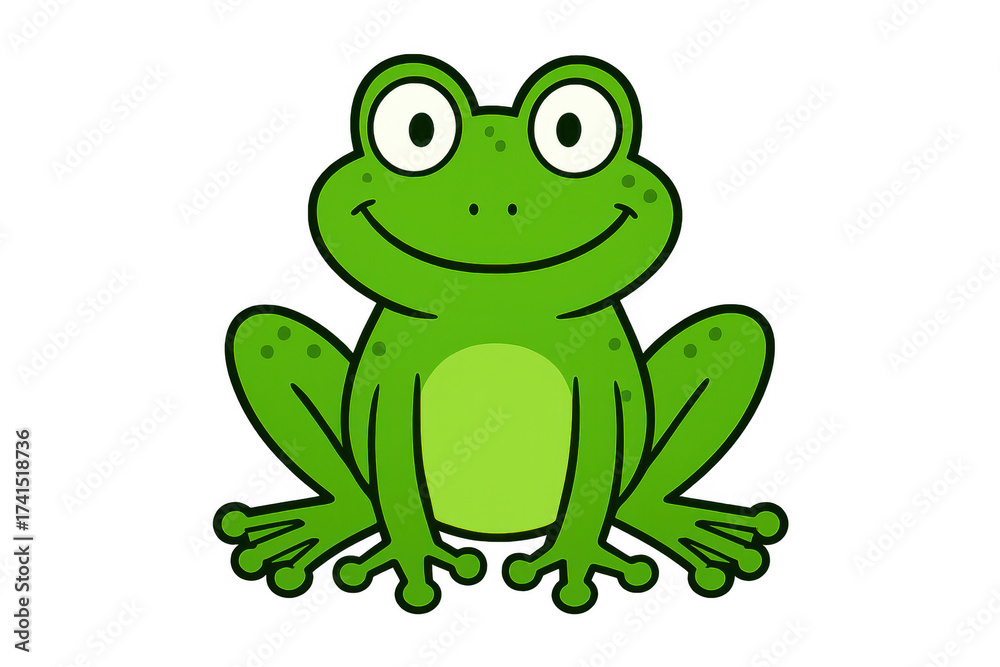 Fototapeta premium Happy green frog cartoon character smiling