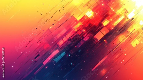 Abstract Colorful Digital Background with Dynamic Geometric Shapes