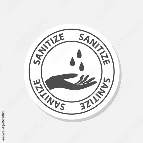 Sanitize hands icon sticker isolated on gray background