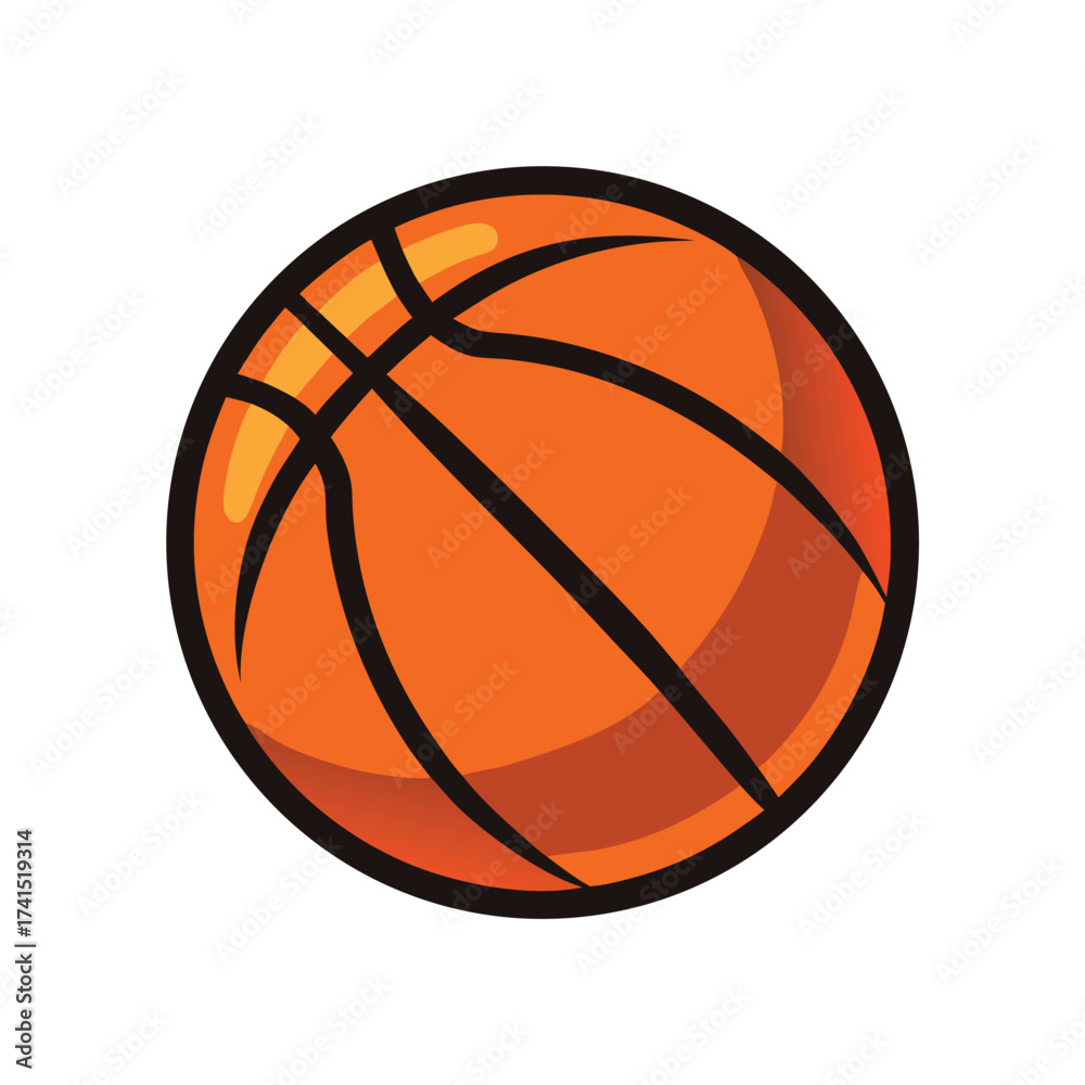 Fototapeta premium Vector illustration Orange basketball with black lines on white background sport