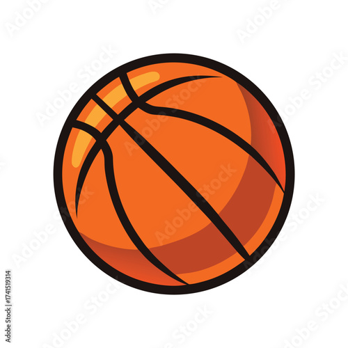 Vector illustration Orange basketball with black lines on white background sport