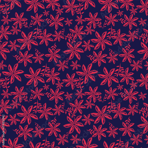 Abstract seamless floral pattern. Spring Trendy flowers print, Plant background, design for fabric, cloth design, covers, wallpapers, print, scrapbooking