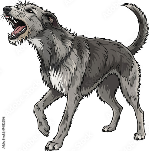 scottish deerhound dog barking aggressive vector illustration