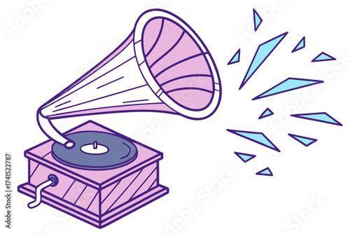 Slaps music record with sound waves, modern flat illustration style