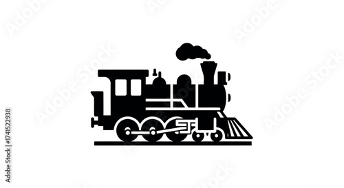 Black Silhouette Icon of a Steam Train Emitting Smoke steam engine locomotive