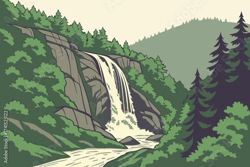Whitewater Falls in North Carolina, tallest waterfall in the eastern U.S., cascading through Blue Ridge forest
