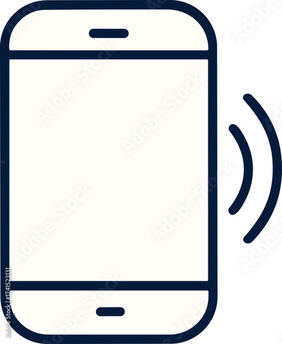 A minimalist smartphone icon with vibration waves, representing an incoming call, alert, or mobile notification.