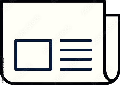 A minimalist newspaper icon representing news, journalism, and information sharing in a clean modern style.