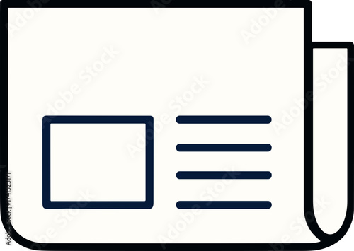 A minimalist newspaper icon representing news, journalism, and information sharing in a clean modern style.