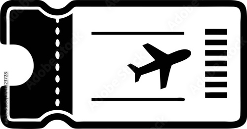 Airplane ticket icon representing travel and aviation, perfect for travel agencies, booking sites, and airline promotions, symbolizing flights and journeys