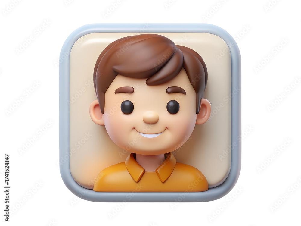 Fototapeta premium 3d cartoon boy avatar icon isolated on transparent background