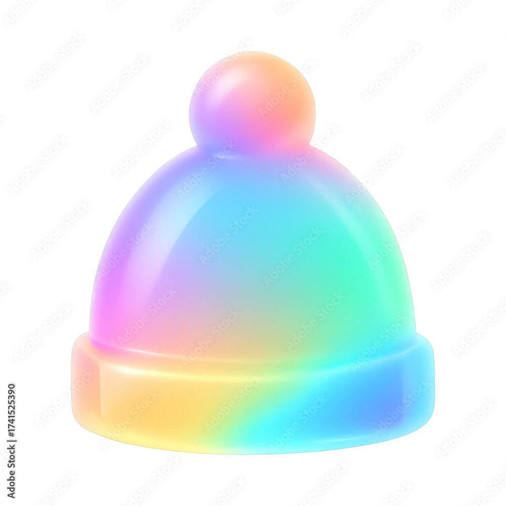 Fototapeta premium PNG Colorful gradient winter hat illustration.