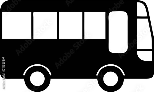 Black bus silhouette, depicting transport, commonly used for public transportation, school, and travel. Ideal for various design projects