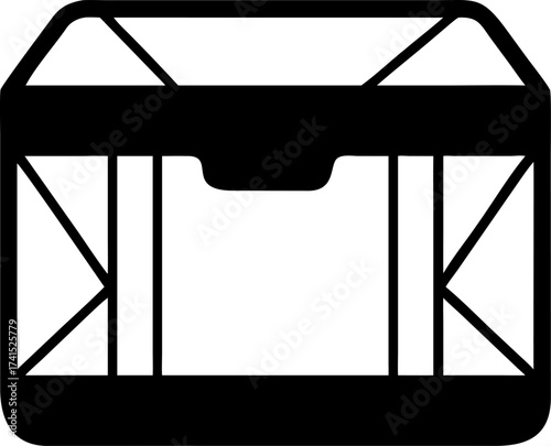 Minimalist Duffle Bag Illustration Stylish Travel Accessory in Black and White