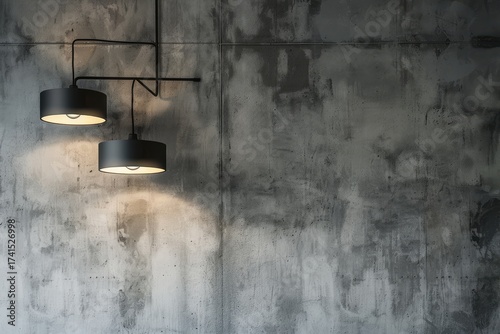 Industrial Loft Design with Concrete Wall and Lighting