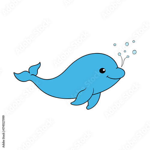 Adorable baby beluga whale illustration in a playful style