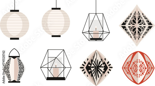 Elegant Lanterns and Candle Holders Collection for Home Decoration, Weddings, Festivals, and Vintage Lighting Design in Various Styles