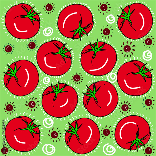 seamless pattern with red tomatoes