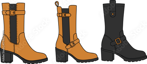  Stylish Women's Mid-Calf Boots Collection in Diverse Colors and Designs for Winter and Fall Fashion, Perfect for Casual and Outdoor Wear.