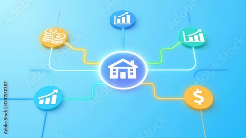 Real Estate Investment and Property Value Growth Concept Animation