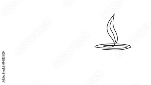 Animated self drawing of continuous line draw  cup of coffee drink with coffee beans on  table. Coffee drink concept display for coffee shop. Full length one line animation. 4K	