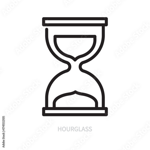 Hourglass line icon. Time, clock, timer symbol. Isolated on a white background. Editable stroke. Flat design. Vector illustration.