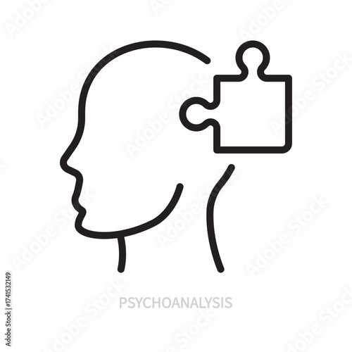 Psychoanalysis line icon. Human psyche, disease symbol. Diagnosis sign. Psychology concept. Isolated on a white background. Editable stroke. Flat design. Vector illustration.