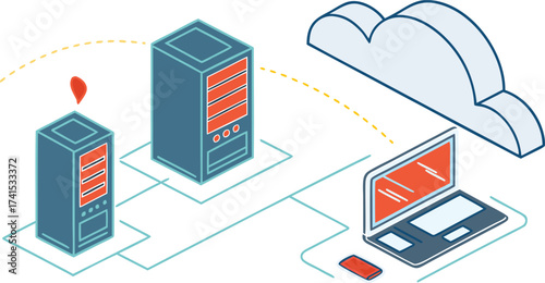 Cloud Computing and Data Server Network Illustration
