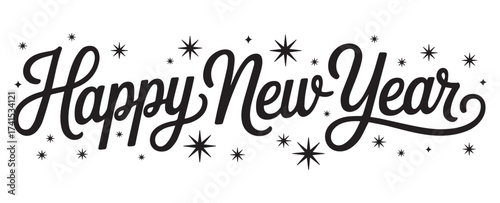 Happy New Year Calligraphy Text lettering script