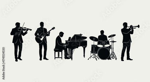 Jazz band playing music on stage silhouette
