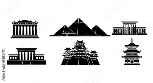 Vector Shape Icons of World Famous Architectural Landmarks