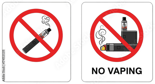 Vector Illustration Set of No Vaping Prohibition Signs