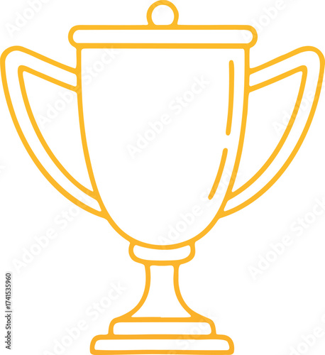 Golden Trophy Award Outline Icon.