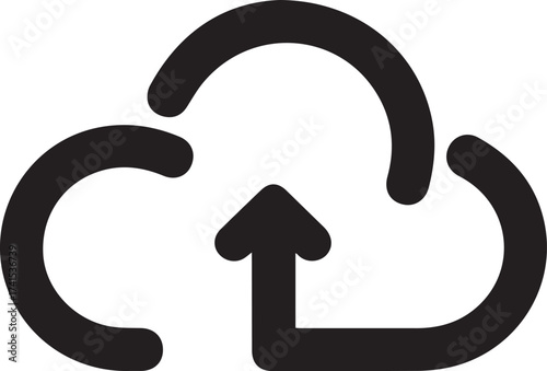 Black cloud icon with smaller cloud and download arrow on white background