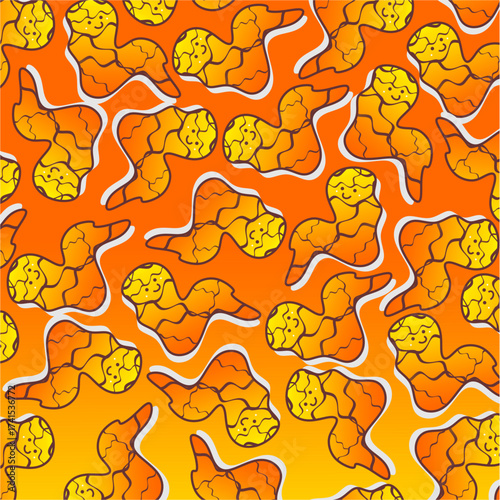 Fried chicken pattern background. Fried chicken seamless pattern background. Fast food fried chicken illustration. Fried chicken wing pattern illustration. Fast food vector. Gradient fast food.
